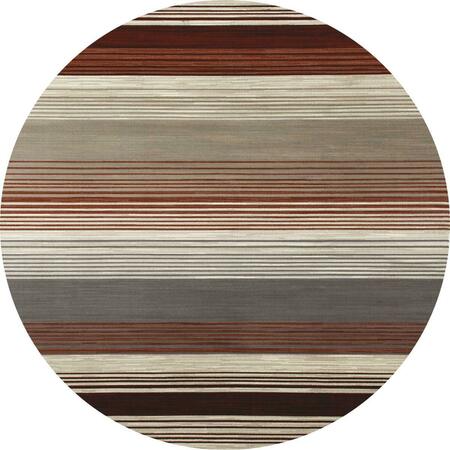 ART CARPET 8 Ft. Bastille Collection Heathered Stripe Border Woven Round Area Rug, Red 841864107940